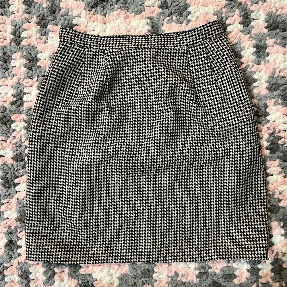 Classic 65%wool Houndstooth Pencil Skirt